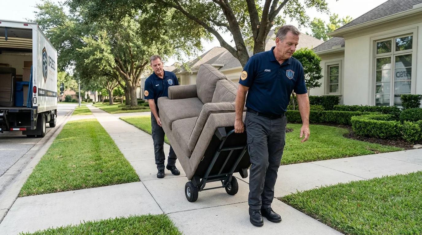 Local residential moving crew loading furniture in Lakewood, WA