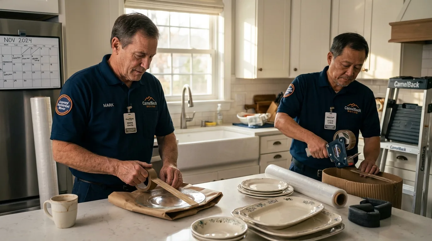 Professional crew packing kitchen dishware in Lakewood, WA